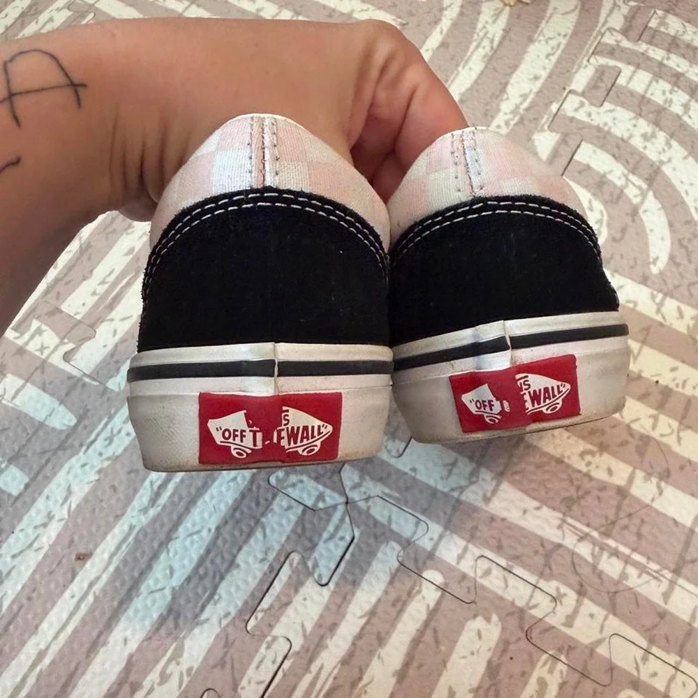 Vans Old Skool Black White Pink Checkerboard Purple Butterfly Shoes Toddler 13